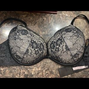 Black Victoria’s Secret rhinestone bra.
